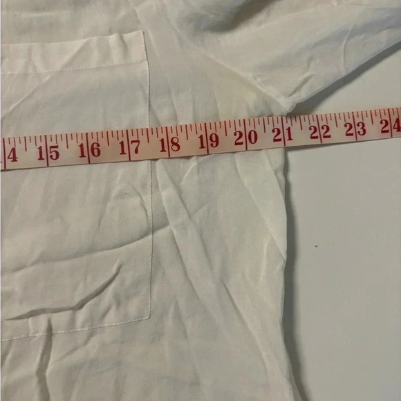 Maeve Anthropologie Semi Sheer Button Blouse Size 8 Ivory Chest Pockets - Picture 3 of 6